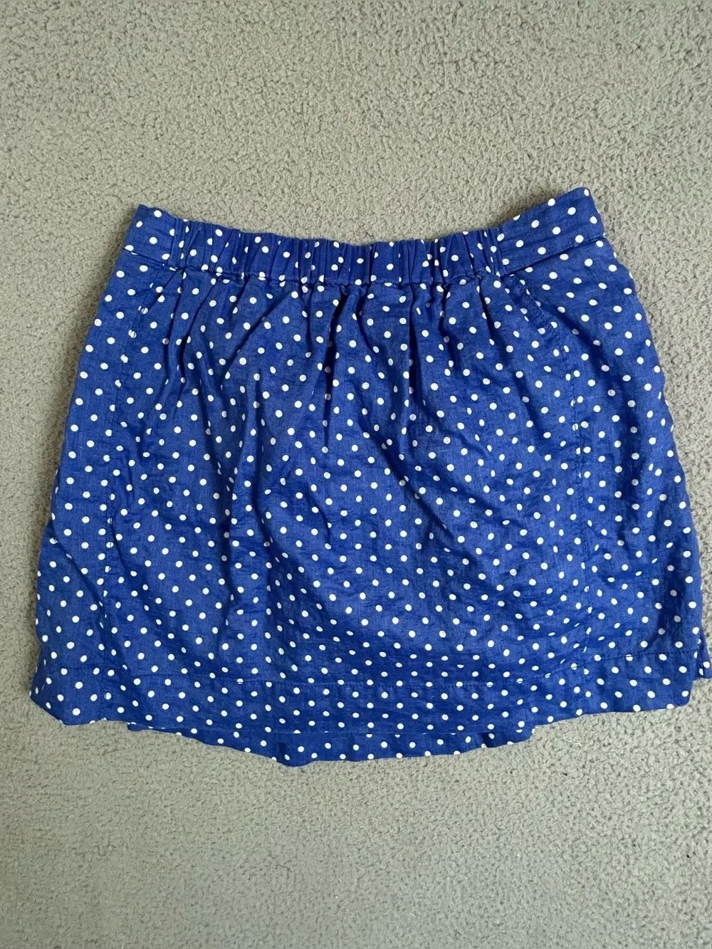 Jcrew women’s Polka Dot Drawstring Mini Skirt - Blue size 12